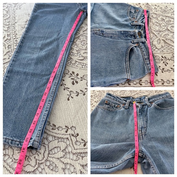 Vintage 90s Levi’s 512 Slim Fit Tapered Leg 7 MED/27" Waist Blue Jeans Denim - Picture 10 of 11